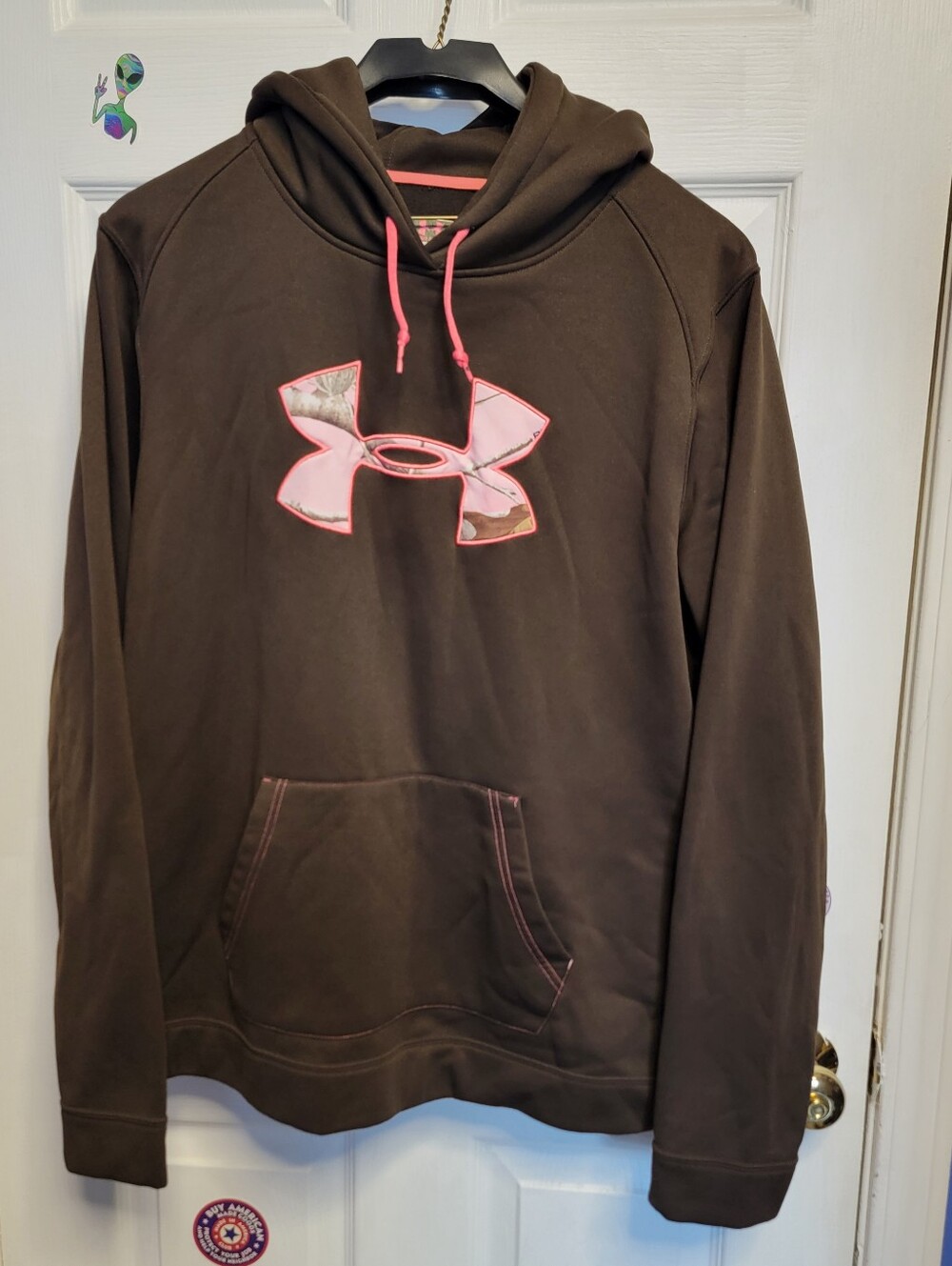 2X Under Armour Dark Brown Hoodie with A Pink Camo Logo